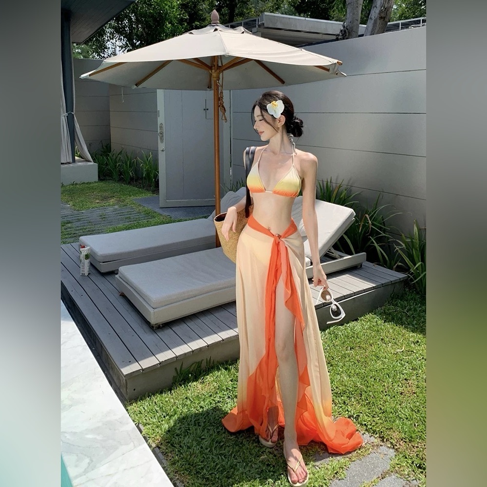 Orange and Cream Beach Bikini and Cover-Up